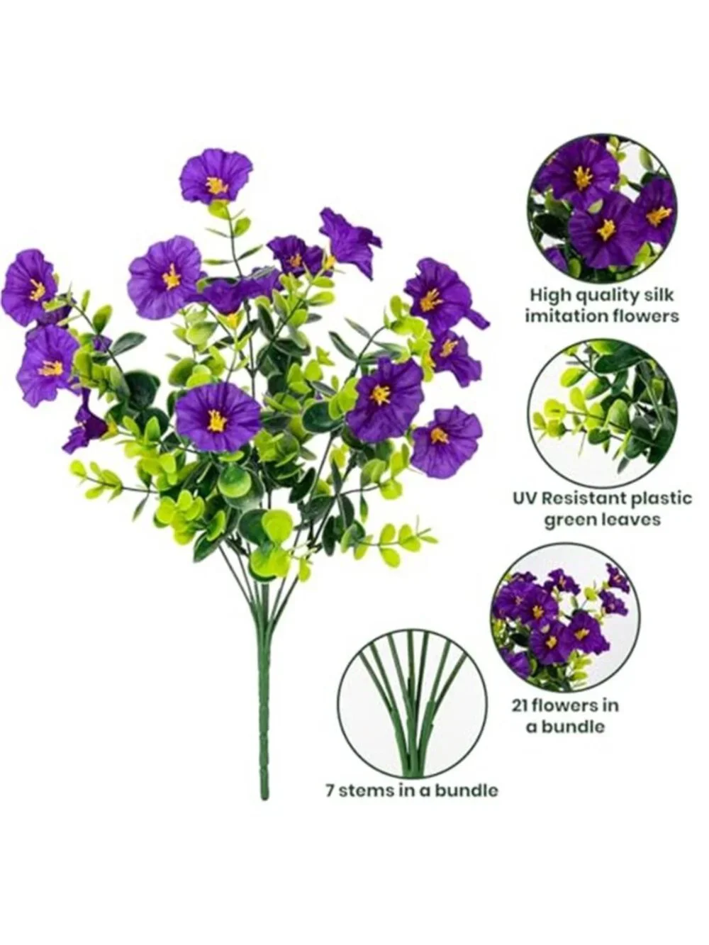 Artificial Morning Glory Flowers Outdoor UV Resistant Faux Garden Plants Decor